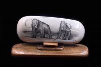 TWO MAMMOTHS SCRIMSHAW